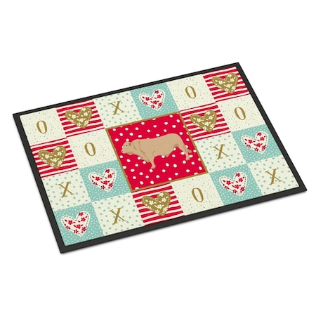 Carolines Treasures 18 x 27 in. Charolais Cow Love Indoor or Outdoor Mat CK5253MAT